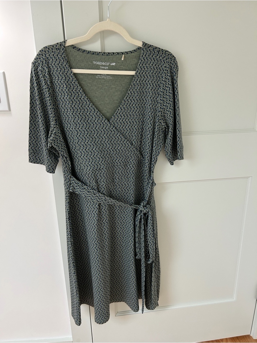 Toad&Co Green Patterned Short-Sleeve Wrap Dress